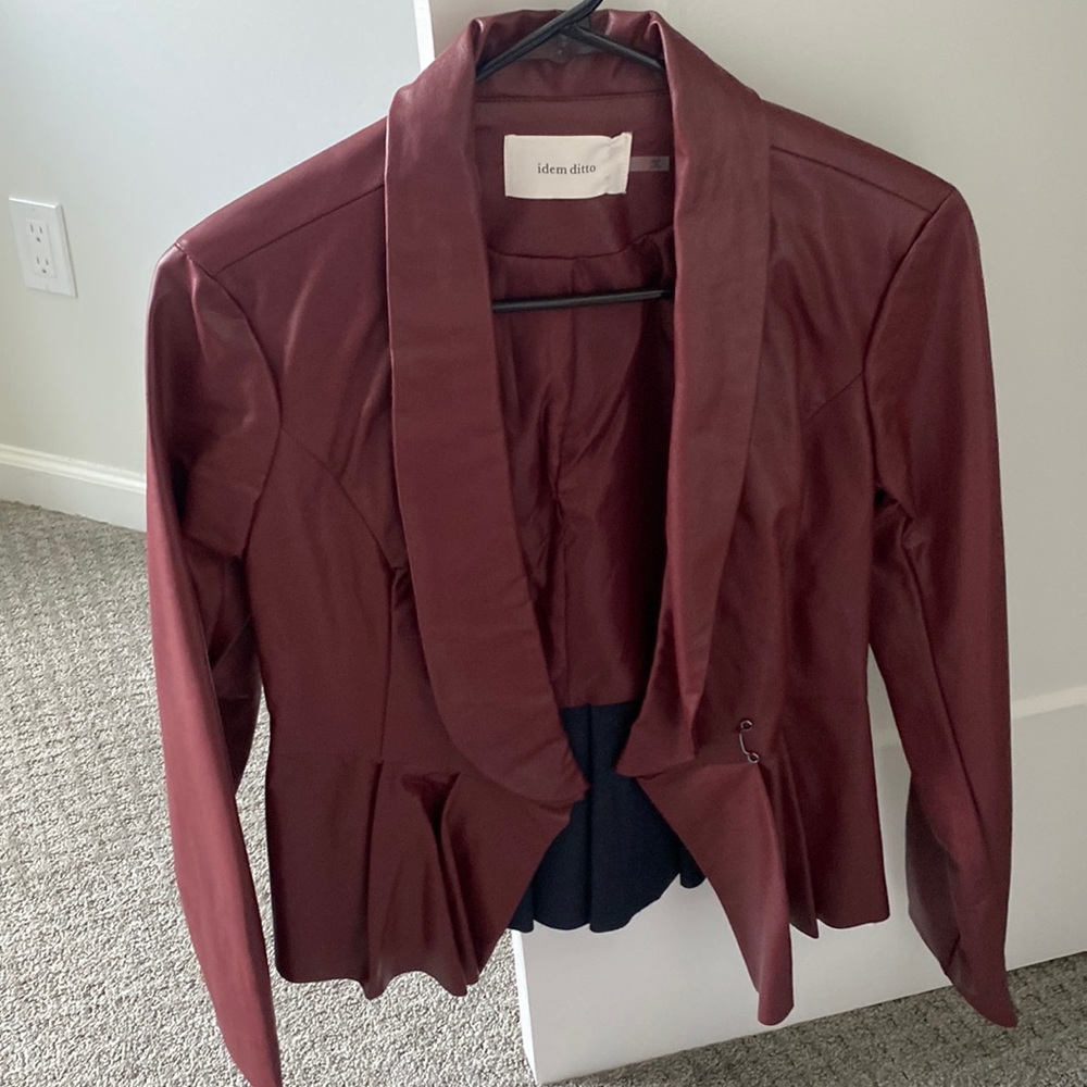 Pleated faux leather jacket